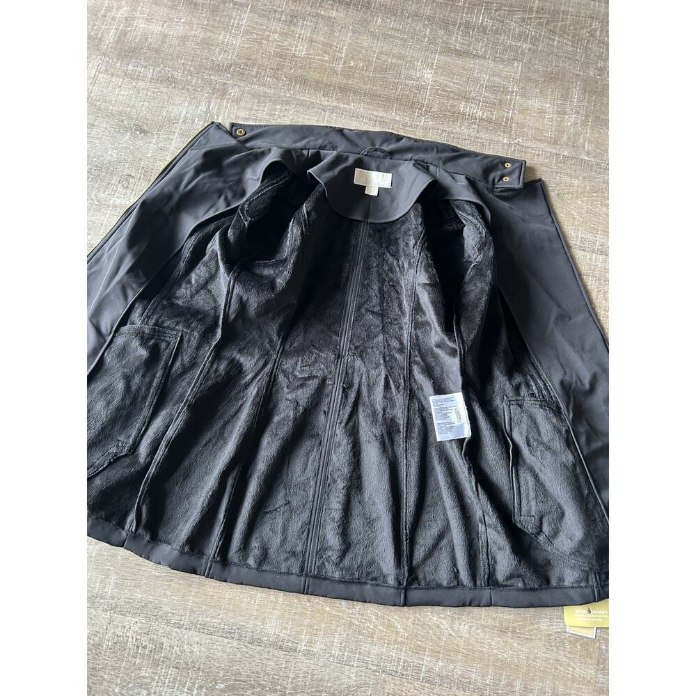 Michael Kors Trench Coat Womens XS Black Hooded Belted Zip Lined NWT - Picture 11 of 16